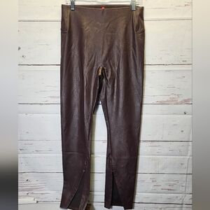 SPANX Leather Like Front Split Skinny Pant in Cherry Chocolate Size XL